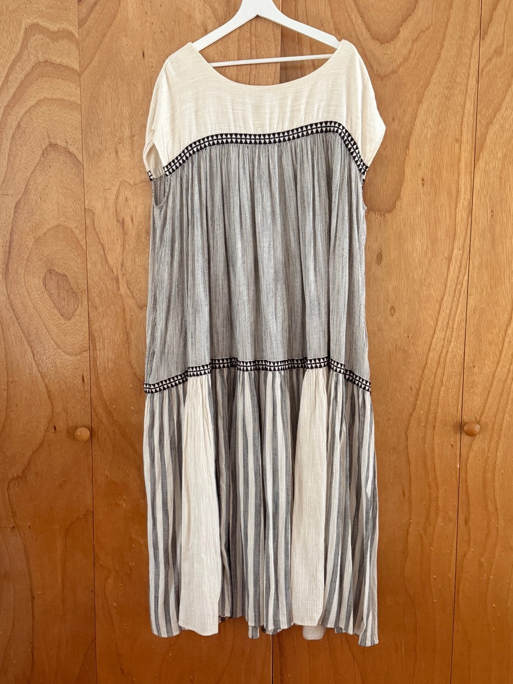 Devotion TWINS Cream and Gray Striped oversized Dress